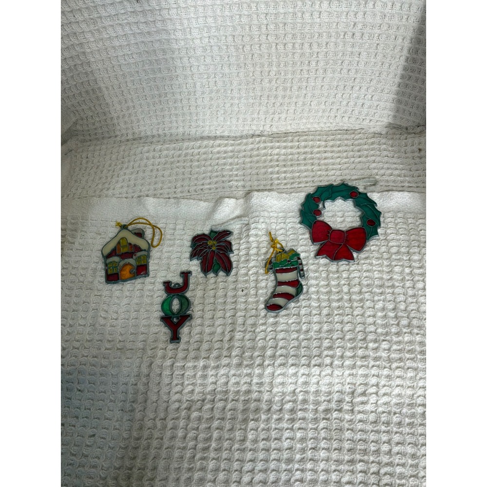 Christmascore Unisex Unbranded Stained Glass Style Ornament Set OS Red Green